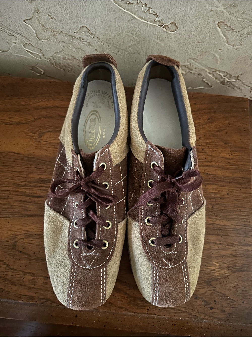 Vintage Dexter Women’s Two-Toned Suede Brown & Tan Leather Bowling Shoes Size 8
